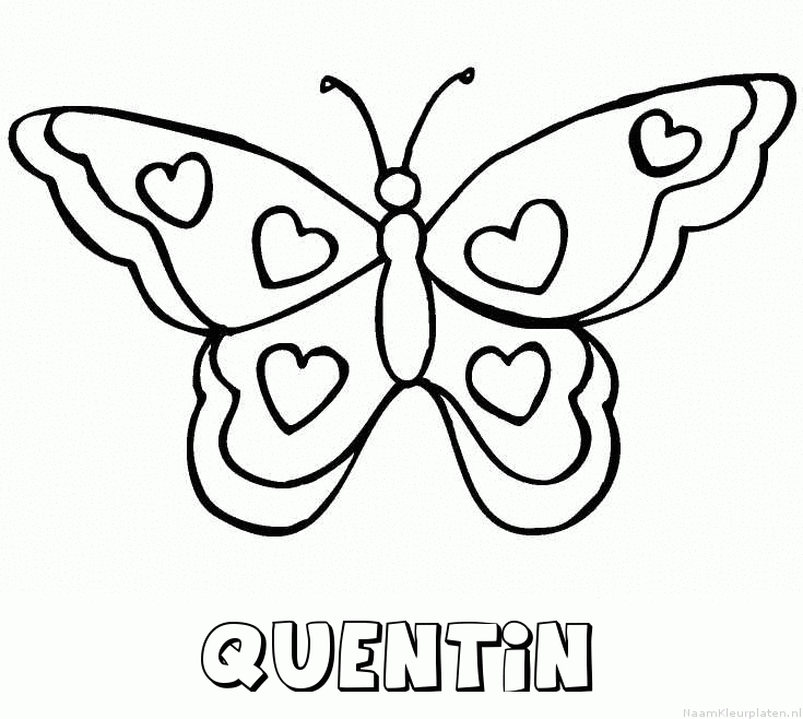 Quentin vlinder hartjes kleurplaat