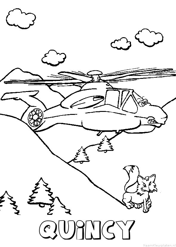 Quincy helikopter kleurplaat