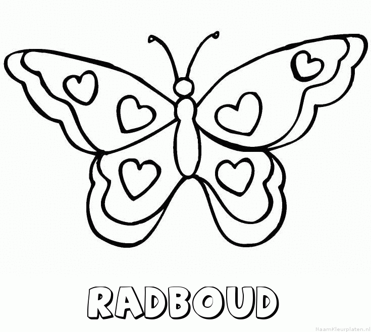 Radboud vlinder hartjes kleurplaat
