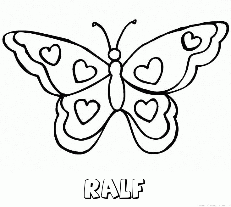Ralf vlinder hartjes kleurplaat