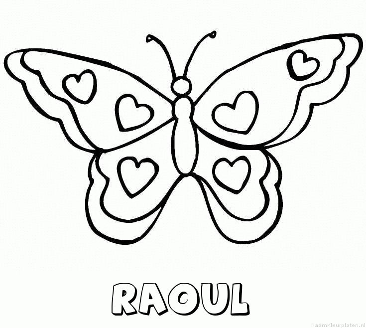 Raoul vlinder hartjes kleurplaat