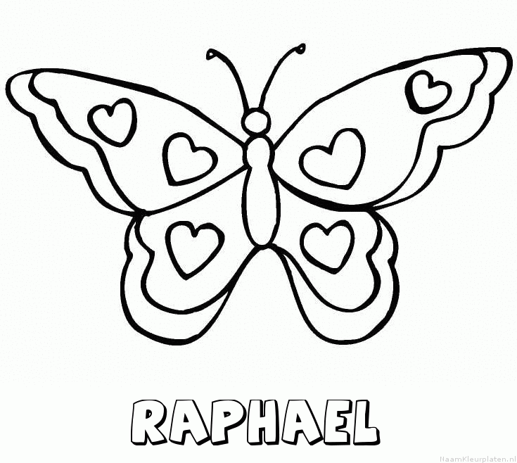 Raphael vlinder hartjes kleurplaat