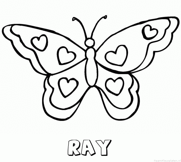 Ray vlinder hartjes kleurplaat