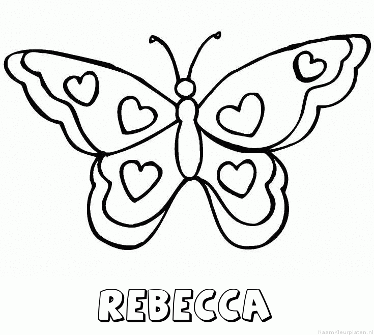 Rebecca vlinder hartjes kleurplaat
