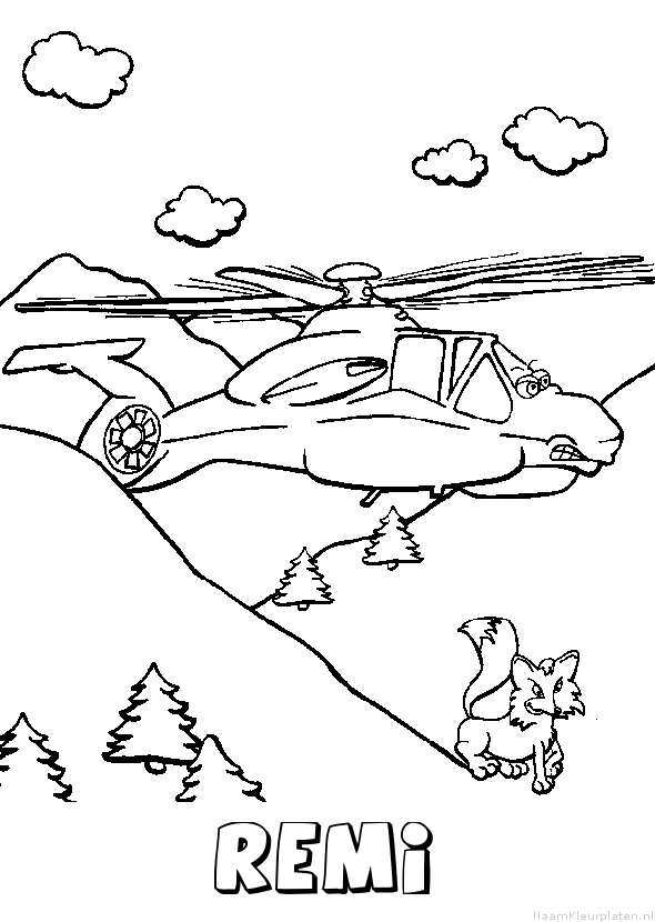 Remi helikopter kleurplaat