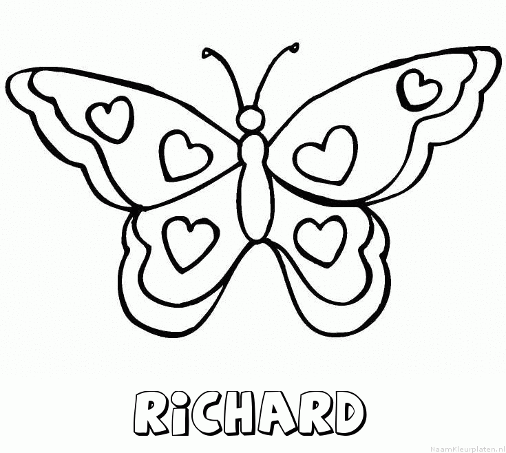 Richard vlinder hartjes kleurplaat