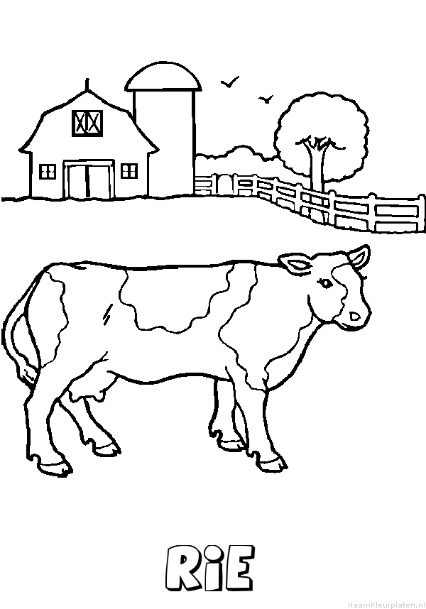 Rie koe kleurplaat