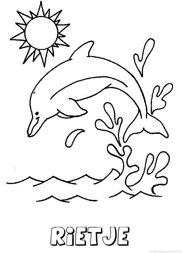 Rietje dolfijn kleurplaat