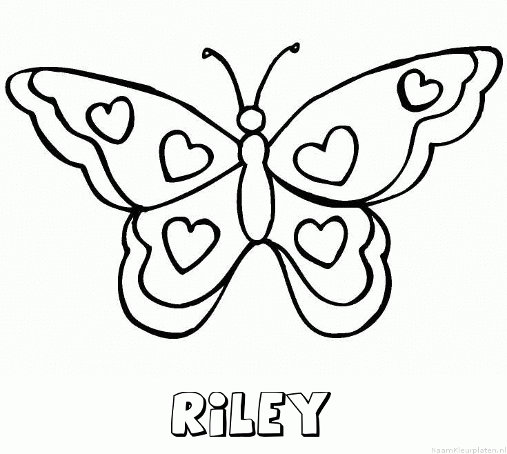Riley vlinder hartjes kleurplaat