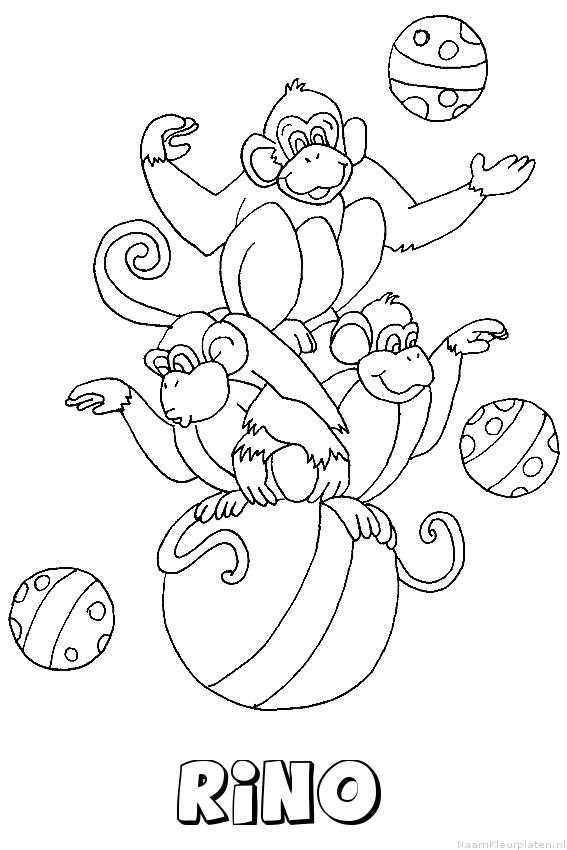 Rino apen circus kleurplaat