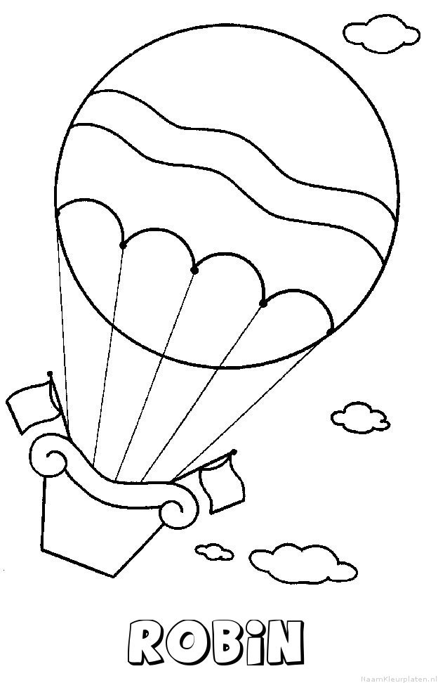Robin luchtballon kleurplaat
