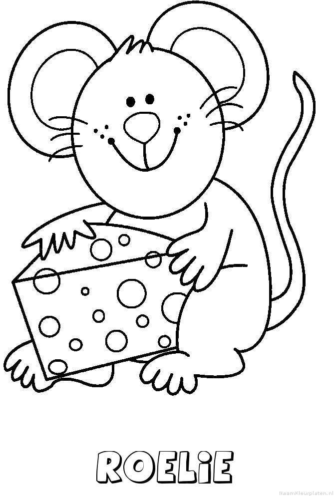 Roelie muis kaas kleurplaat