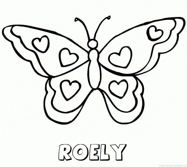 Roely vlinder hartjes kleurplaat