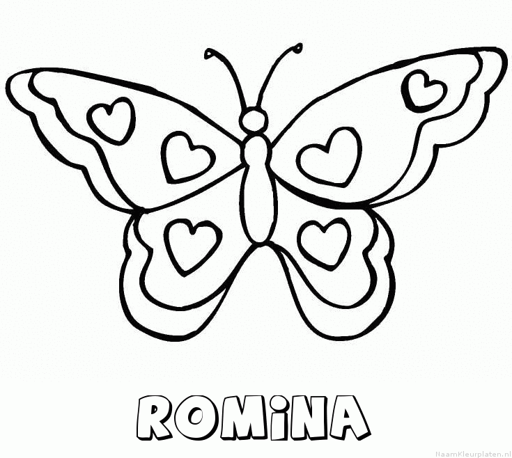 Romina vlinder hartjes kleurplaat