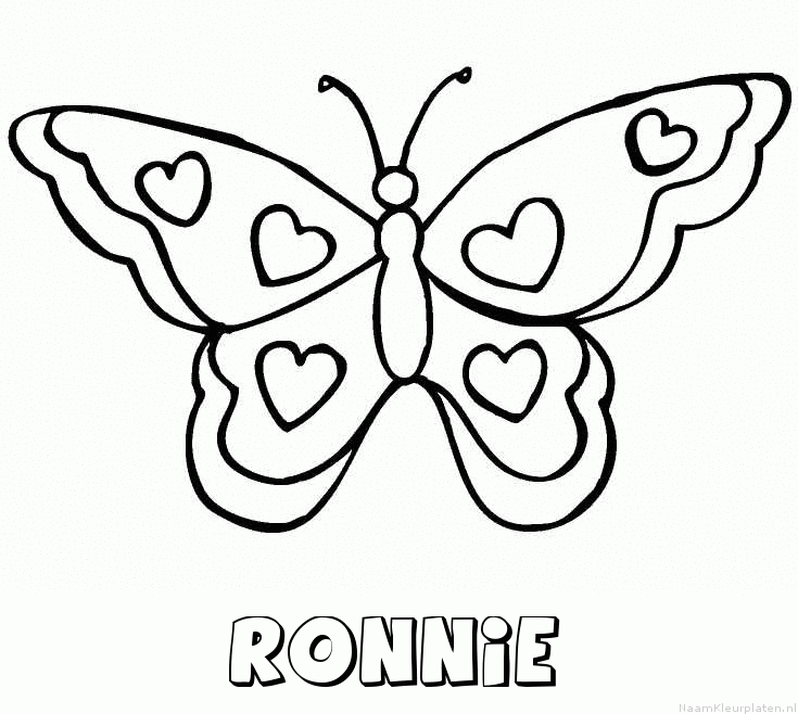 Ronnie vlinder hartjes kleurplaat