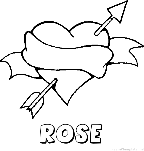 Rose liefde kleurplaat