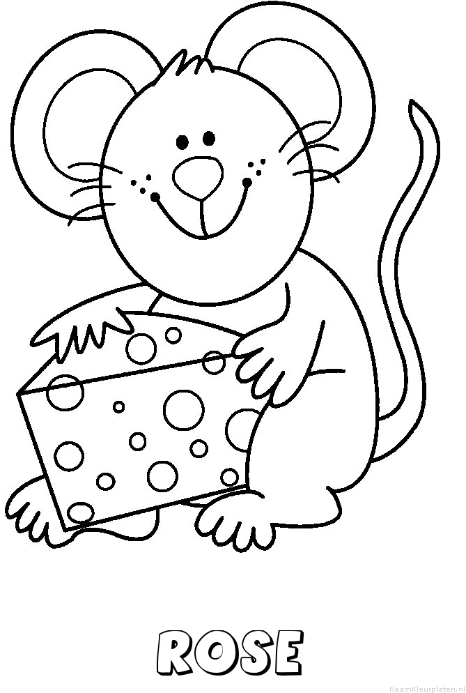 Rose muis kaas kleurplaat