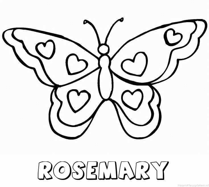 Rosemary vlinder hartjes kleurplaat