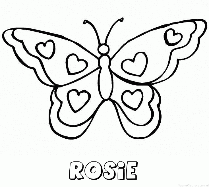 Rosie vlinder hartjes kleurplaat