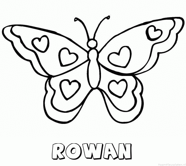 Rowan vlinder hartjes kleurplaat