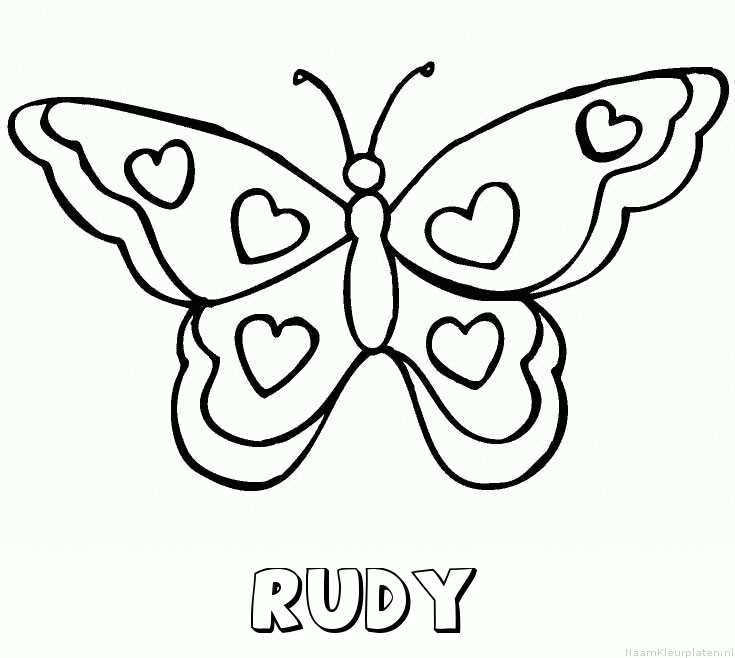 Rudy vlinder hartjes kleurplaat