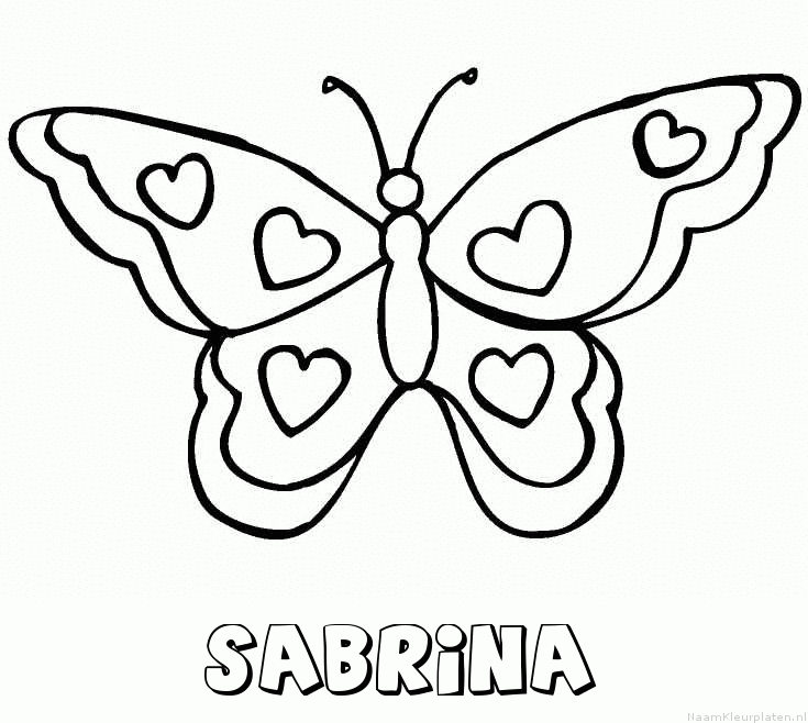 Sabrina vlinder hartjes kleurplaat