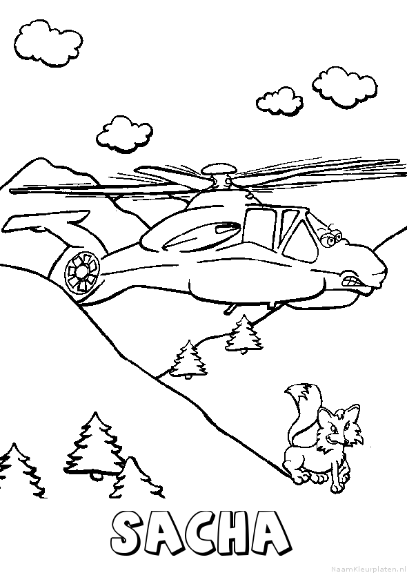 Sacha helikopter kleurplaat