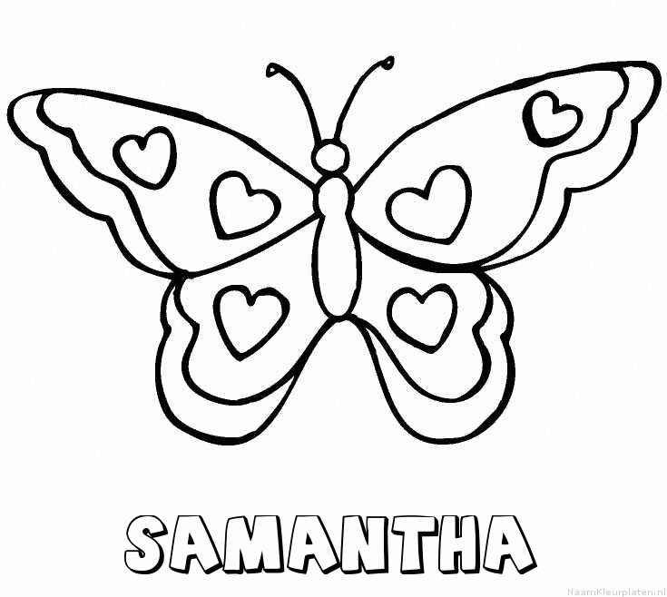 Samantha vlinder hartjes kleurplaat