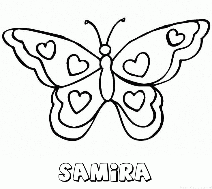 Samira vlinder hartjes kleurplaat