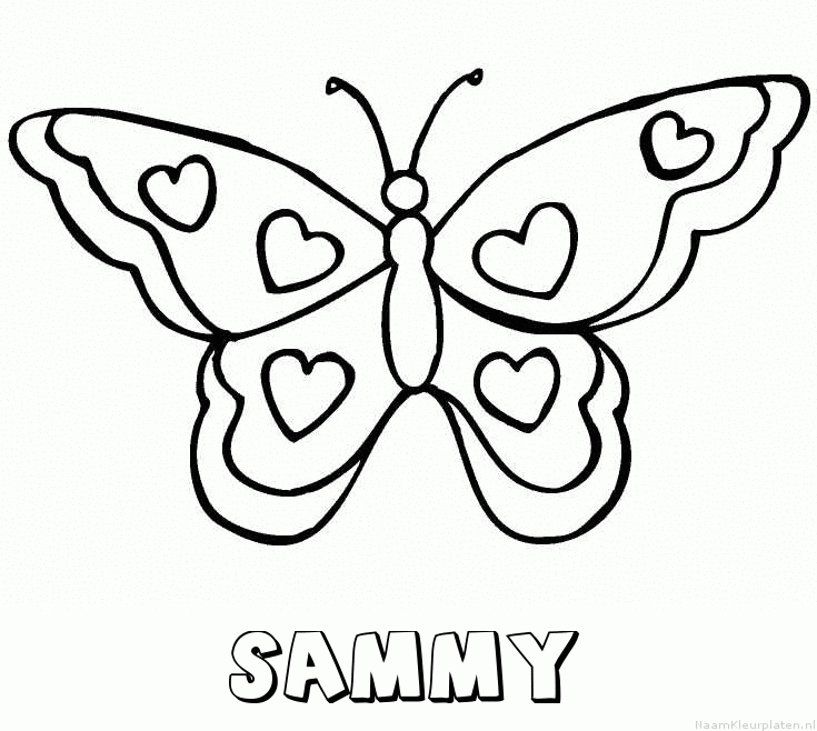 Sammy vlinder hartjes kleurplaat