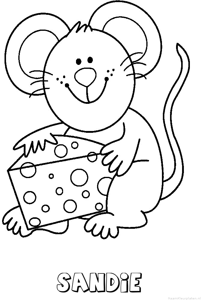 Sandie muis kaas kleurplaat