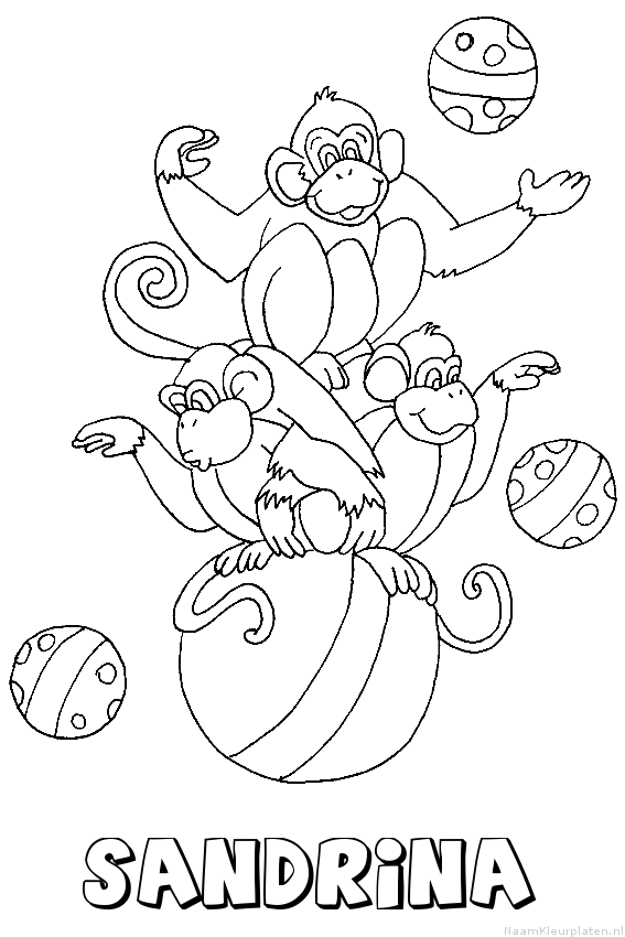 Sandrina apen circus kleurplaat