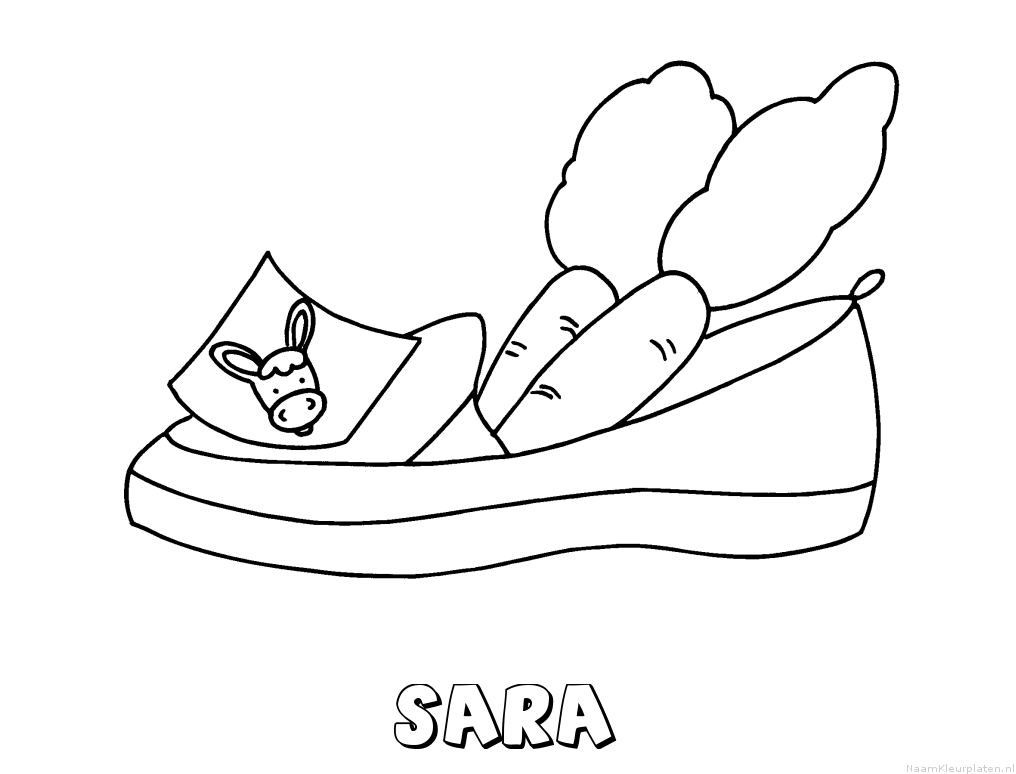 Sara schoen zetten