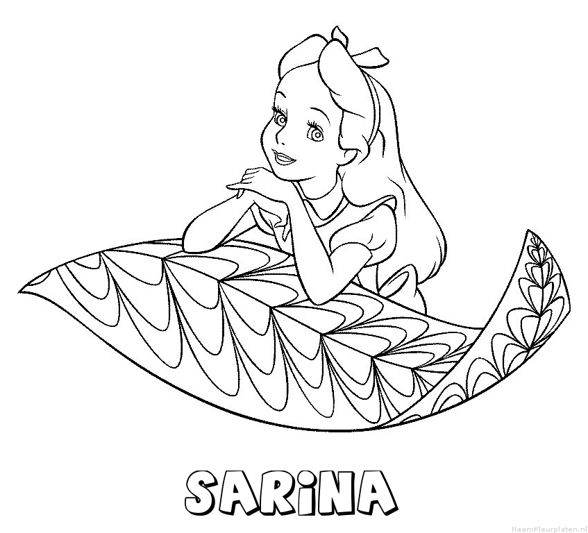 Sarina alice in wonderland kleurplaat