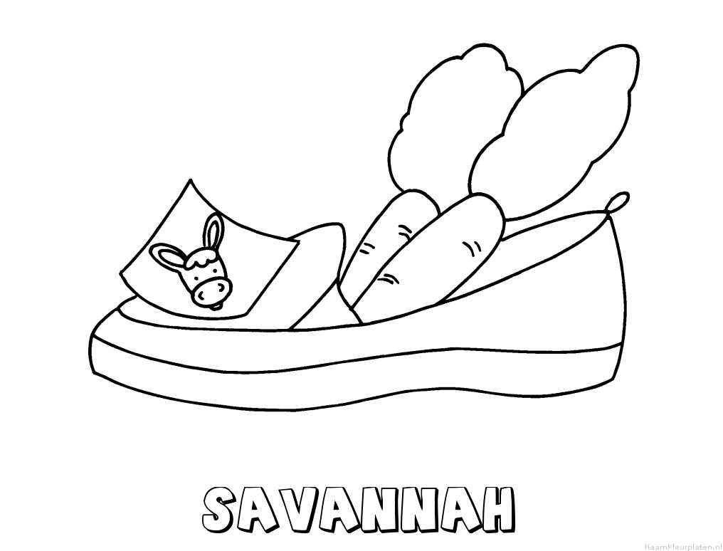 Savannah schoen zetten kleurplaat