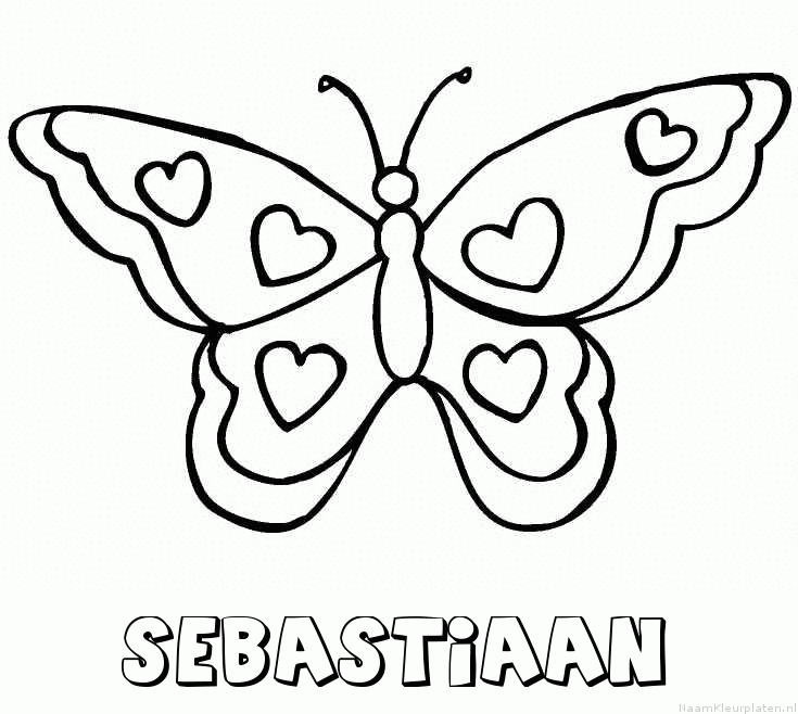 Sebastiaan vlinder hartjes kleurplaat