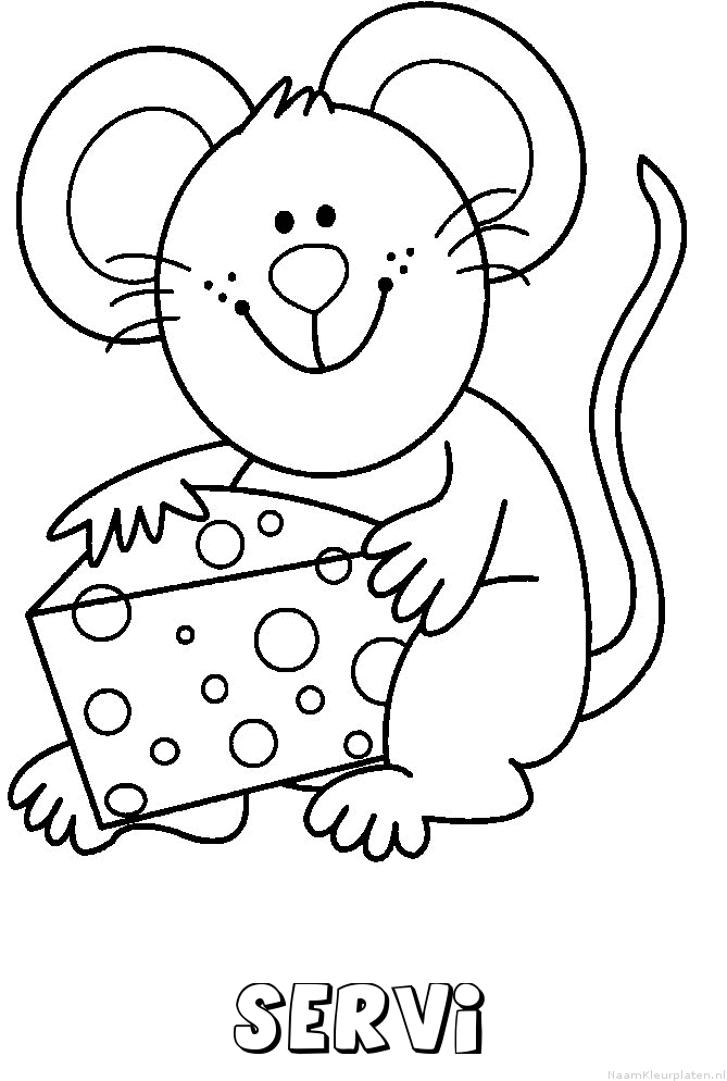 Servi muis kaas kleurplaat