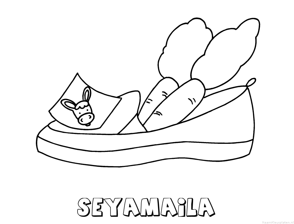 Seyamaila schoen zetten kleurplaat