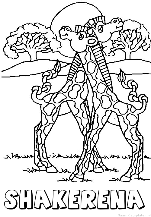 Shakerena giraffe koppel kleurplaat