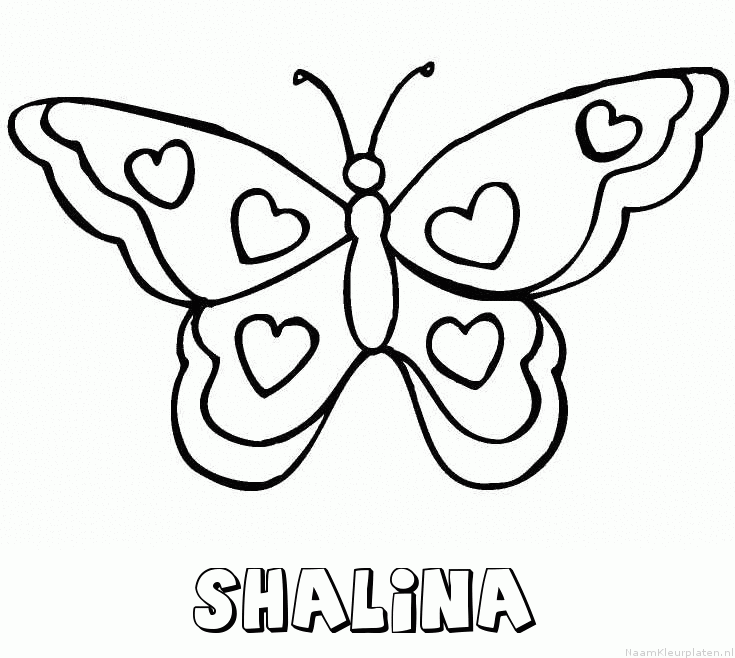 Shalina vlinder hartjes kleurplaat