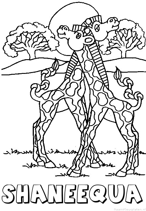 Shaneequa giraffe koppel kleurplaat