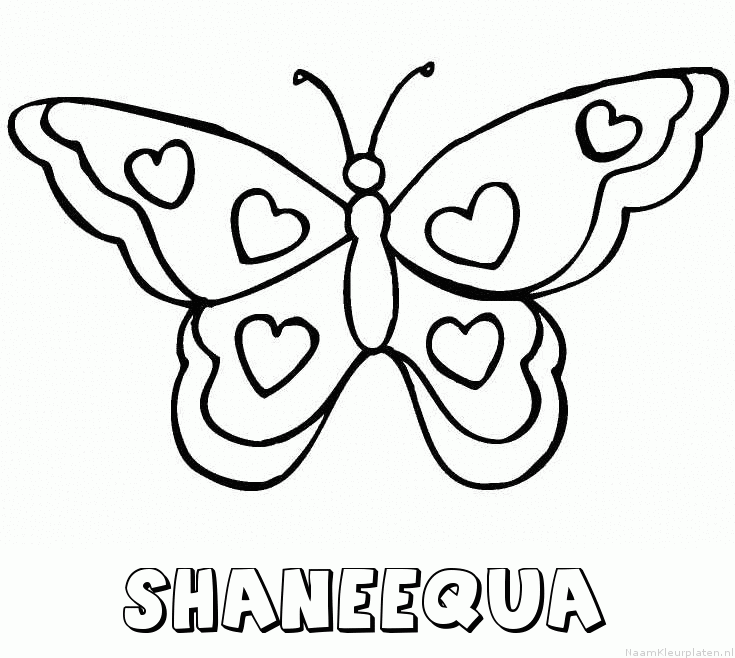 Shaneequa vlinder hartjes kleurplaat