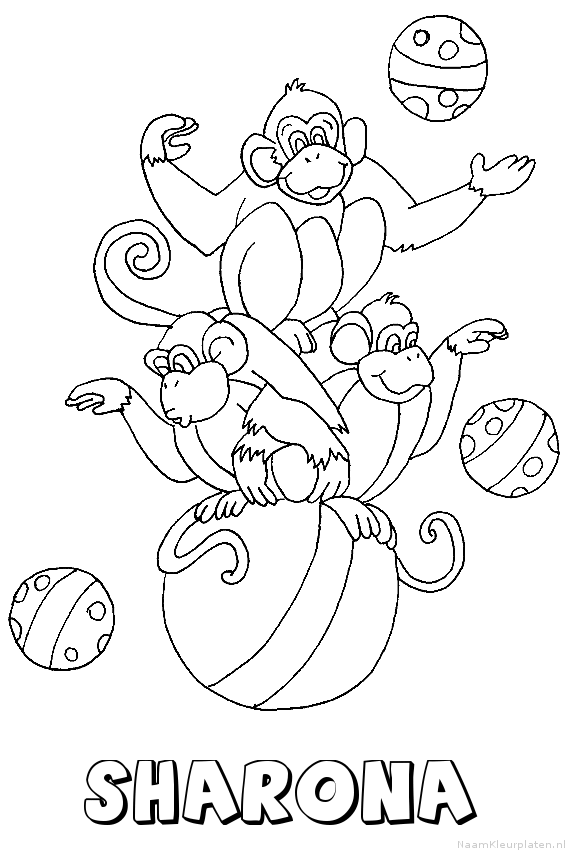 Sharona apen circus kleurplaat