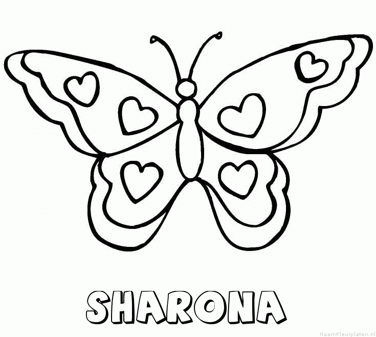 Sharona vlinder hartjes kleurplaat
