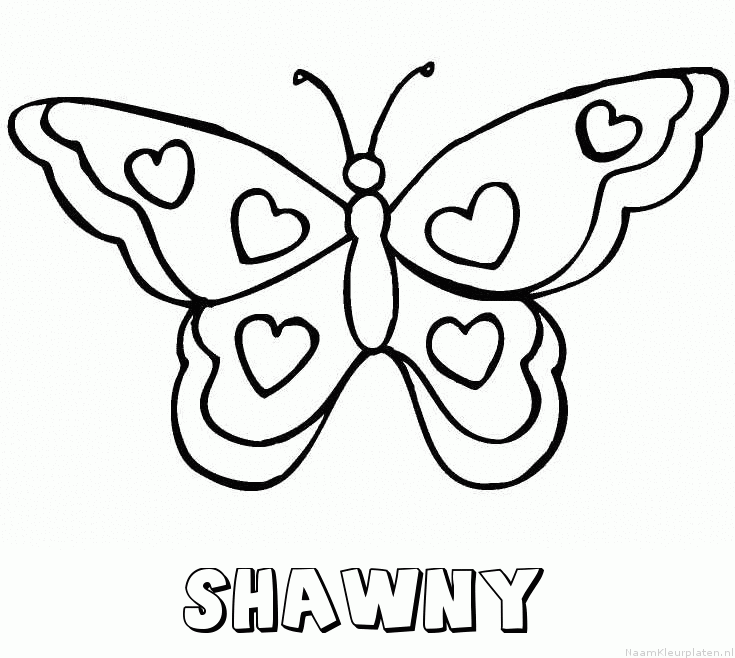 Shawny vlinder hartjes kleurplaat