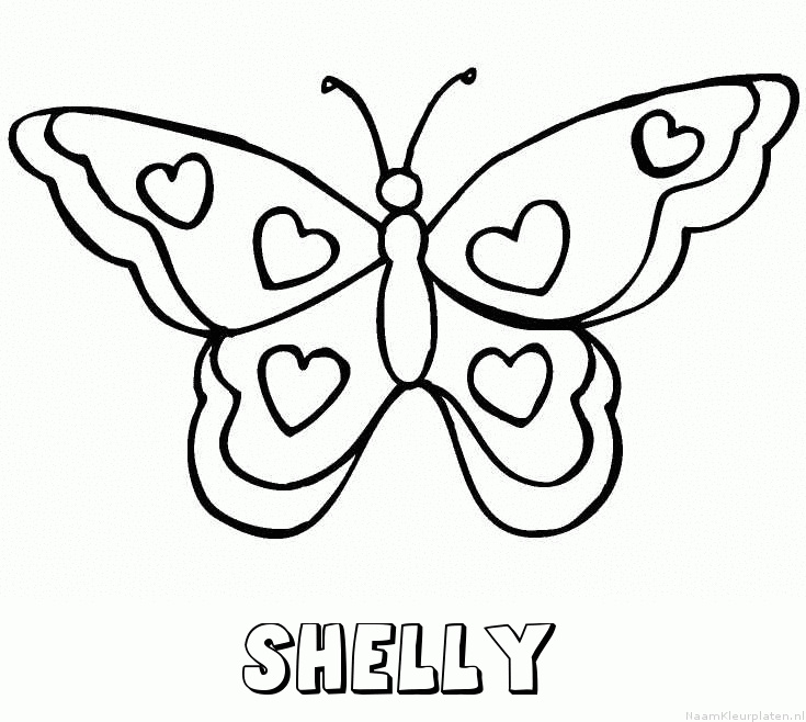 Shelly vlinder hartjes kleurplaat