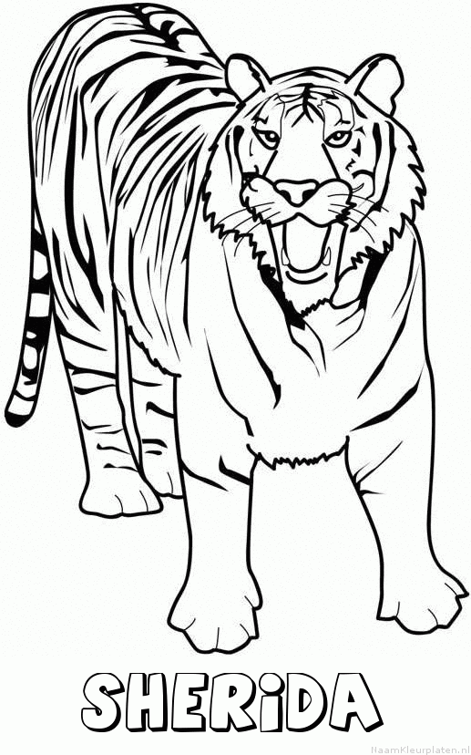 Sherida tijger 2 kleurplaat