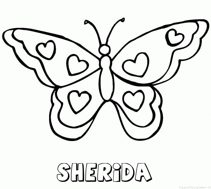 Sherida vlinder hartjes kleurplaat