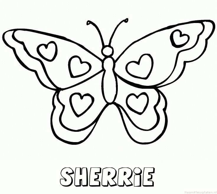 Sherrie vlinder hartjes kleurplaat