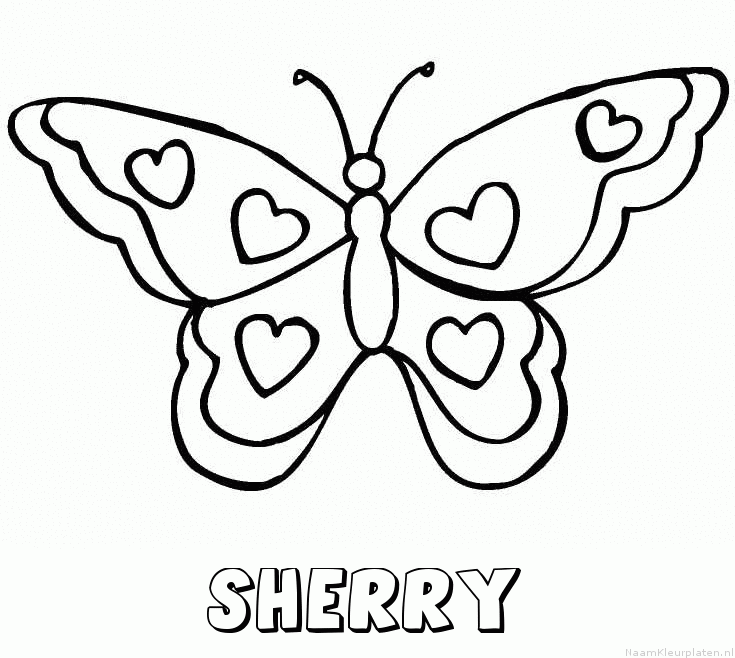 Sherry vlinder hartjes kleurplaat